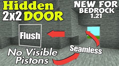 2x2 Hidden Flush And Seamless Piston Door Easy And Simple [minecraft Bedrock 1 21] Redstone