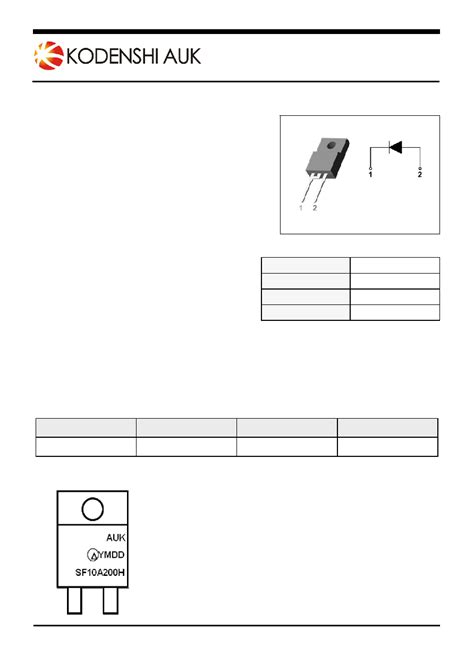 SF10A200H Datasheet 1 5 Pages KODENSHI ULTRAFAST RECOVERY POWER