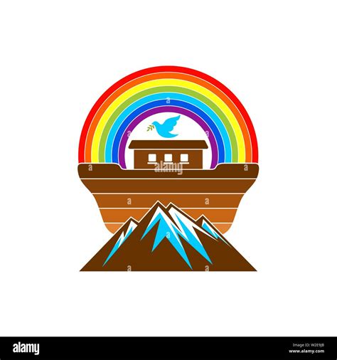 Logo Of Noah S Ark Rainbow A Symbol Of The Covenant Dove With A Branch Of Olive Ship To