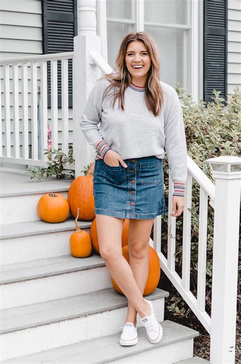 Six Fall Denim Skirt Outfits By Lauren M