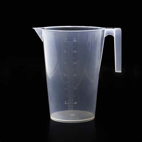 Ulab Half Handle Plastic Measuring Beaker Vol 3000ml With Spout And Molded Graduation