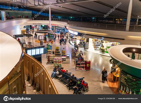 Dublin, Ireland, March 2019 Dublin airport terminal 2, people are ...