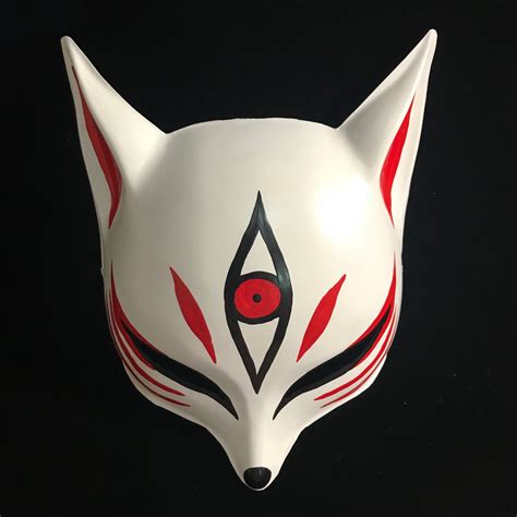 Sharp Ears Kitsune Mask The Third Eye In Red Mascaras Dibujo