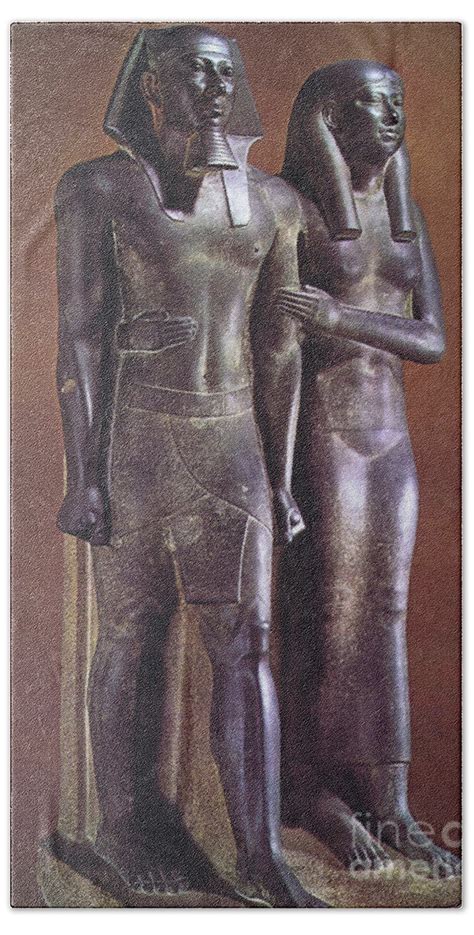 Statue Of Pharaoh Menkaure And His Wife Beach Towel By Arkitekta Art Pixels