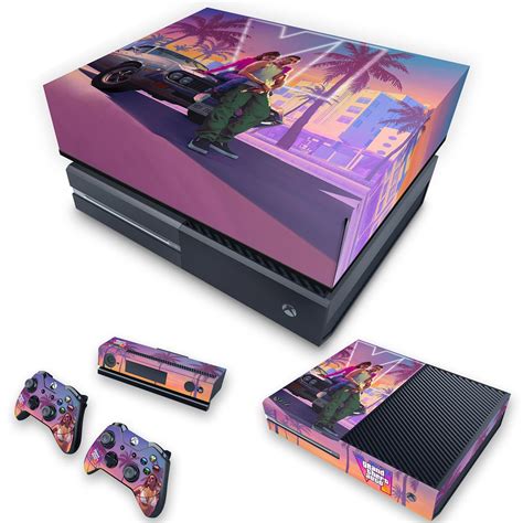 Kit Xbox One Fat Skin E Capa Anti Poeira Gta Vi Pop Arte Skins