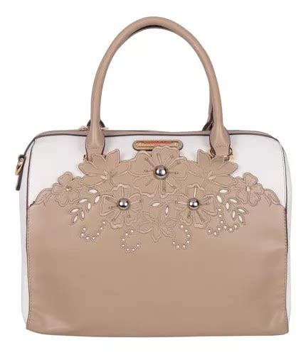 Bolsa Boston Nicole Lee Corte Laser Y Bordado Ss Color Sand