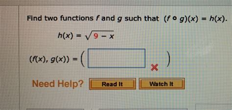 Solved Find Two Functions F And G Such That Fogx Hx