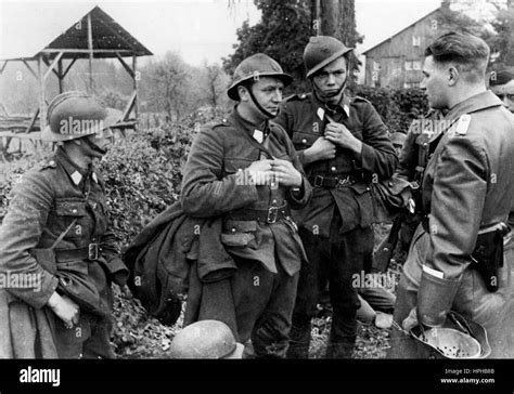 Belgian soldiers captured by the German Wehrmacht after the conquest of ...