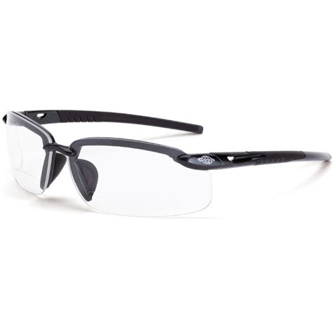 Crossfire Es5 Crystal Black Half Frame Polarized Smoke Lens Bifocal Reader Safety Glasses