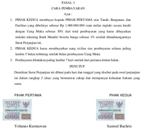 Detail Surat Perjanjian Materai Koleksi Nomer 12