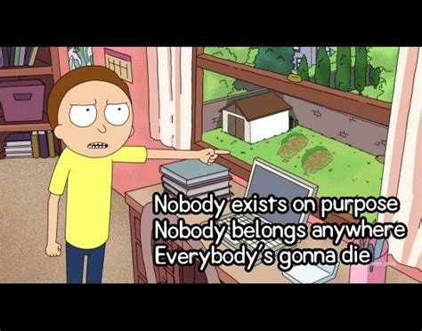 Rick And Morty Nobody Exists On Purpose Quote Morty Rick And Morty Purpose Quotes