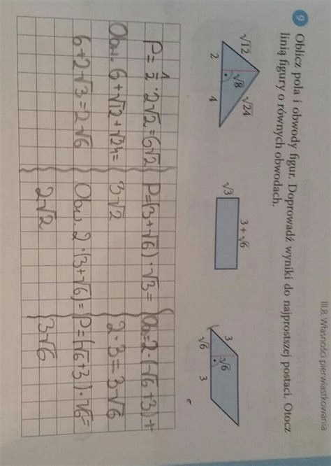 Oblicz Pole I Obwód Figury Doprowadź Wyniki Do Najprostszej Postaci