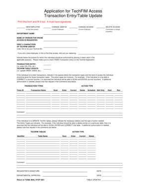 Fillable Online Depts Ttu Application For TechFIM Access Transaction