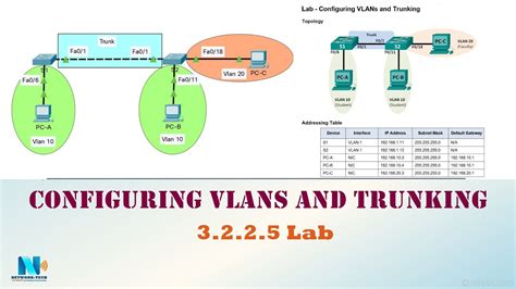 3 2 2 5 Lab Configuring VLANs and Trunking Topology تمرين معملي