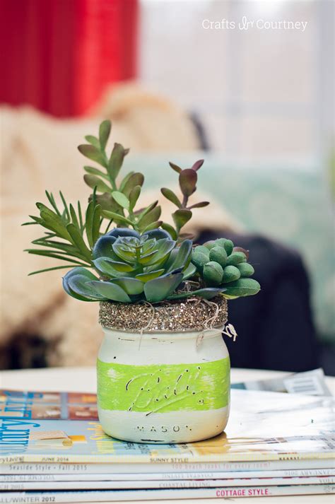 Chalk Paint Mason Jars With Succulents Mod Podge Rocks