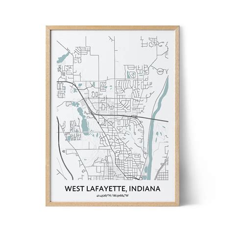 West Lafayette Map Poster Your City Map Art Positive Prints