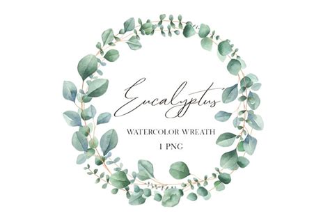 Eucalyptus Watercolor Wreath PNG Watercolor Greenery Png