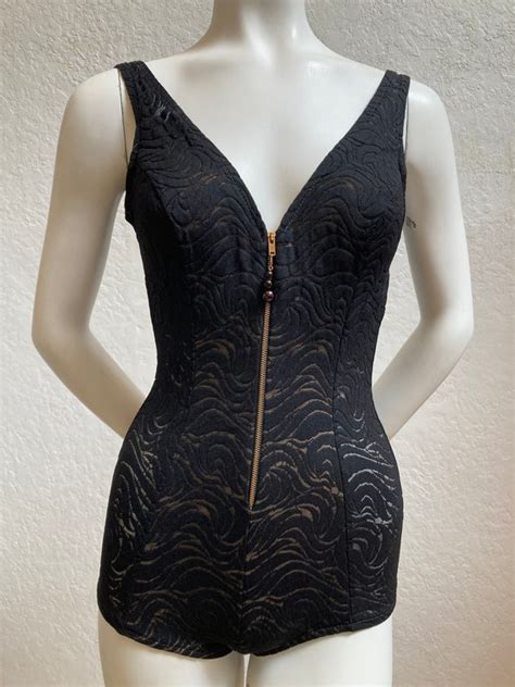 1970s Catalina One Piece Swimsuit In Black Stretch… Gem