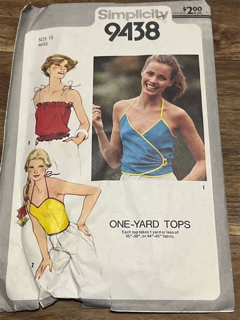 Vintage Simplicity Pattern 94381 Yard Tops Miss Size 12 Front Wrap