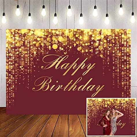 Amazon Avezano Maroon Birthday Backdrop Red And Gold Happy