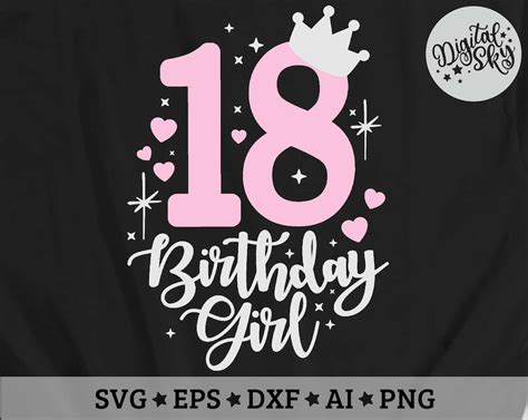 Birthday Svg Th Birthday Girl Svg Number Eighteen Svg Etsy