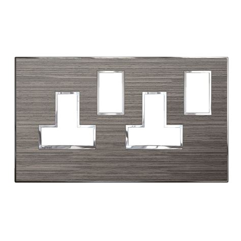 Arteor Surround Plate For 2 Gang 13a Switched Socket Outlet Grey Oak 571399 3414971244672