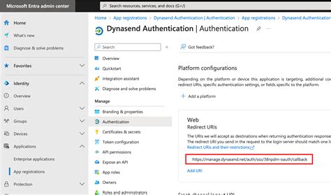Configuring SSO using OAuth and Entra ID | Dynasend
