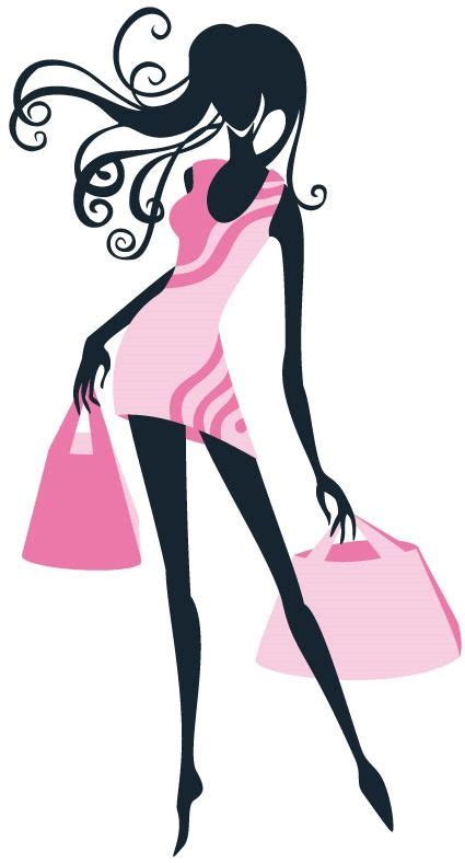 Ilustración De Chica Haciendo Shopping Vestido Color Rosa Tiendas De Ropa Mujer Logo De