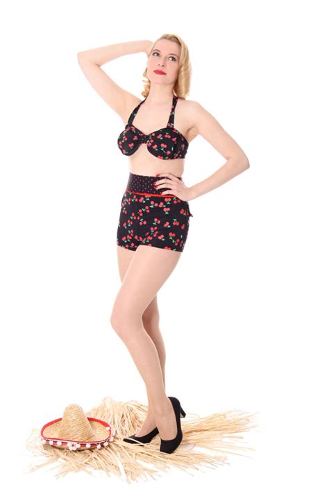 TRIXIE Cherry Kirschen Polka Dots Pin Up 50er Retro Bikini Suicide Glam