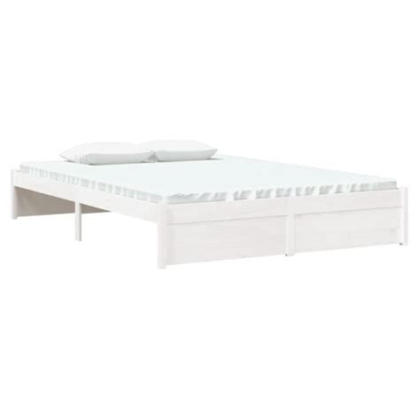 Structure De Lit QQMORA LEX Blanc Bois Massif 140x190 Cm Lattes