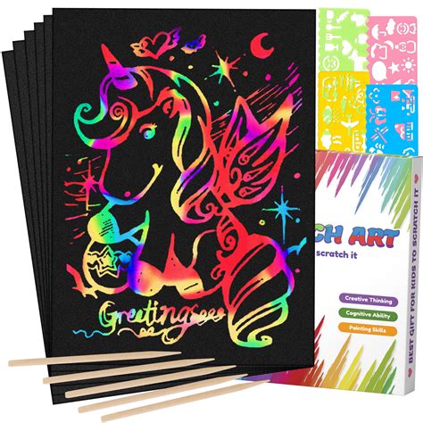 Snapklik.com : Mocoosy 60 Pcs Scratch Art Paper For Kids, Rainbow Magic ...