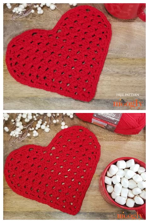 Crochet Fiber Arts Art And Collectibles Heart Shaped Doily Ornamental Crochet Mat Pe