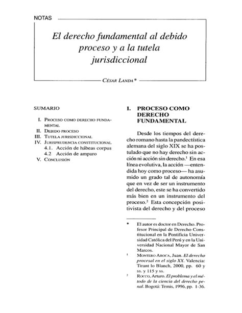 El Derecho Fundamental Al Debido Proceso Y A La Tutela Jurisdiccional