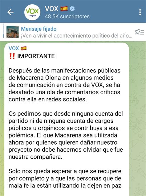 Gema Mj On Twitter Vox Difunde Este Comunicado Intentando Minimizar