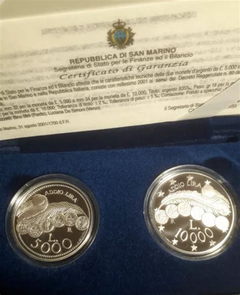 SAN MARINO 2001 Dittico Monete Lire In Argento Fs Addio Lira EUR 49 00