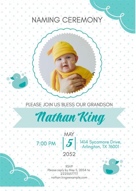 FREE Naming Ceremony Invitation Templates Examples Edit Online