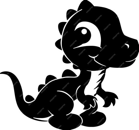 Premium Vector Hand Drawn Cute Baby Dinosaur Silhouette