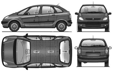 1999 Citroen Xsara Picasso Minivan V2 Blueprints Free Outlines