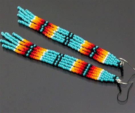 4Tribal Seed Bead EarringsNative Indian InspiredLong Etsy Seed Bead