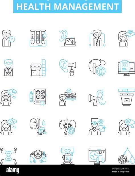 Health Management Vector Line Icons Set Wellness Care Prevention