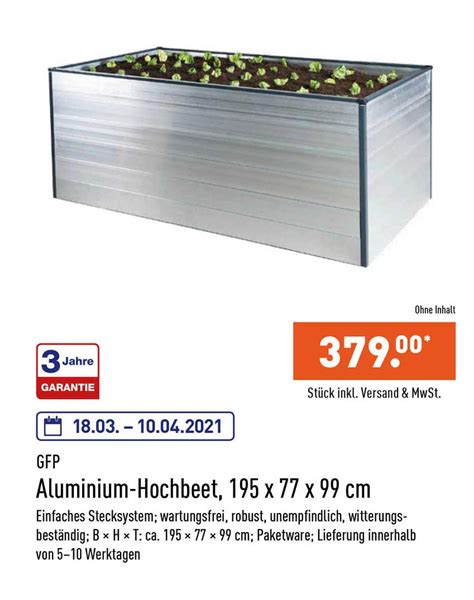 Gfp Aluminium Hochbeet X Cm Angebot Bei Aldi Nord