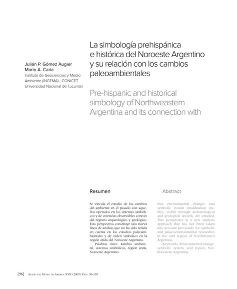 PDF La simbología prehispánica e histórica del Noroeste Argentino y