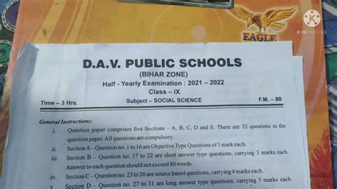 Dav Class Half Yearly Questions Paper Of Social Science