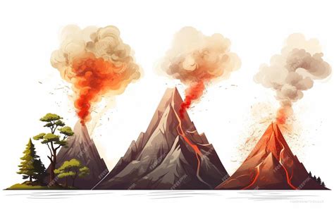 Premium Photo Volcanic Eruption Process In Different Stages