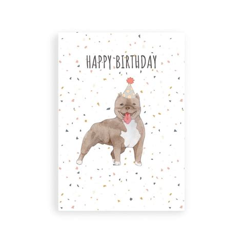 Pitbull Terrier Birthday Card Pitbull Birthday American Pitbull