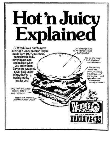 Wendy S Hamburgers May Hot N Juicy Wendy S Hamburger Retro Recipes