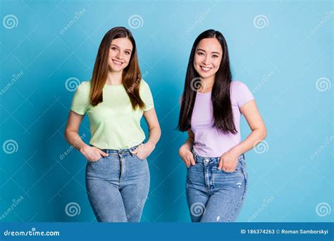 Photo Of Cheerful Two People Ladies Lesbians Couple Overjoyed Good Mood