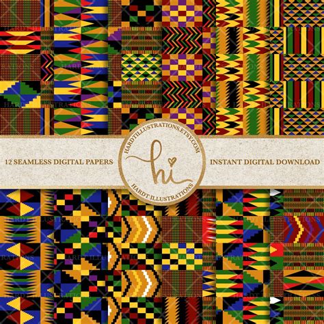 Kente Digital Paper African Kente Cloth Woven Fabric Print Africa