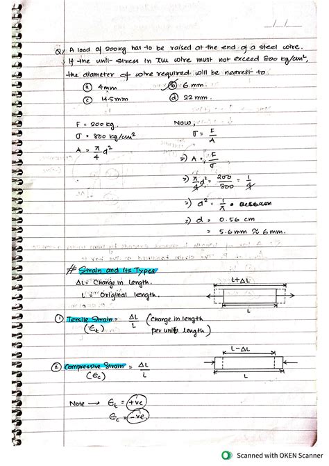 Solution Strength Of Materials Easy Handwritten Notes With Diagrams