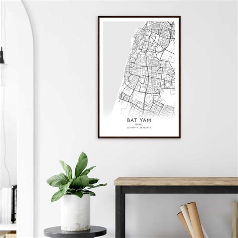 Bat Yam Israel Map Poster, Bat Yam City Road Wall Art Print - Custom Maps & Posters